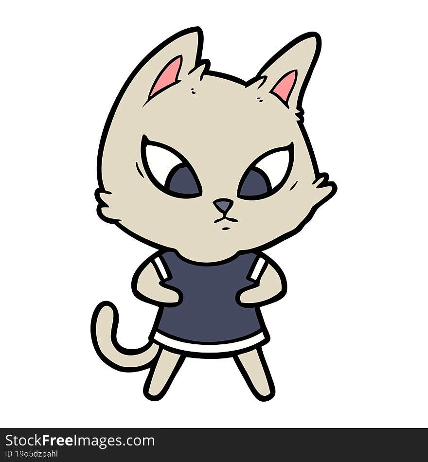 confused cartoon cat in clothes. confused cartoon cat in clothes