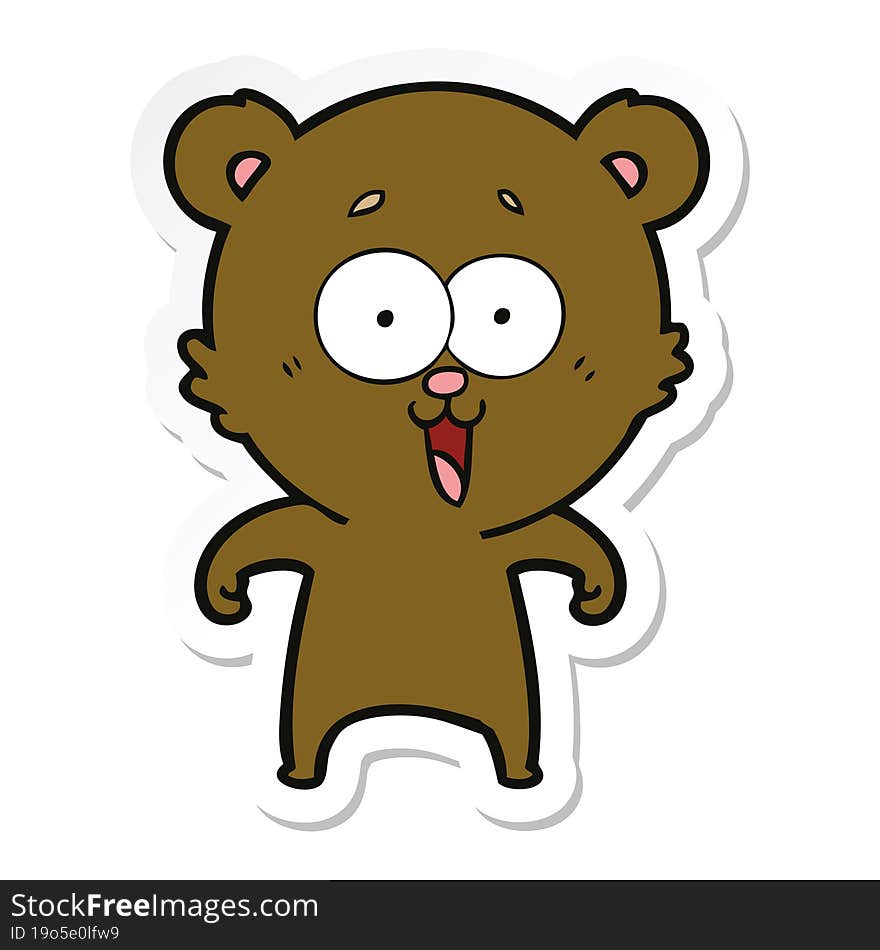 Sticker Of A Laughing Teddy  Bear Cartoon