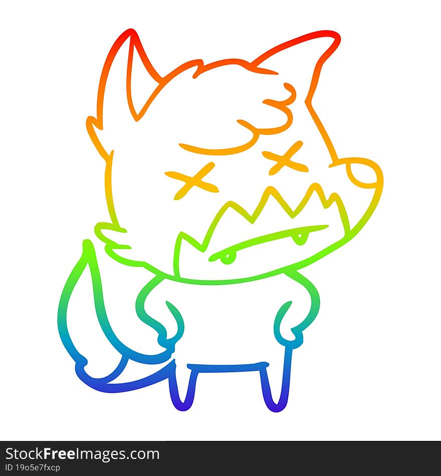 rainbow gradient line drawing cartoon dead fox