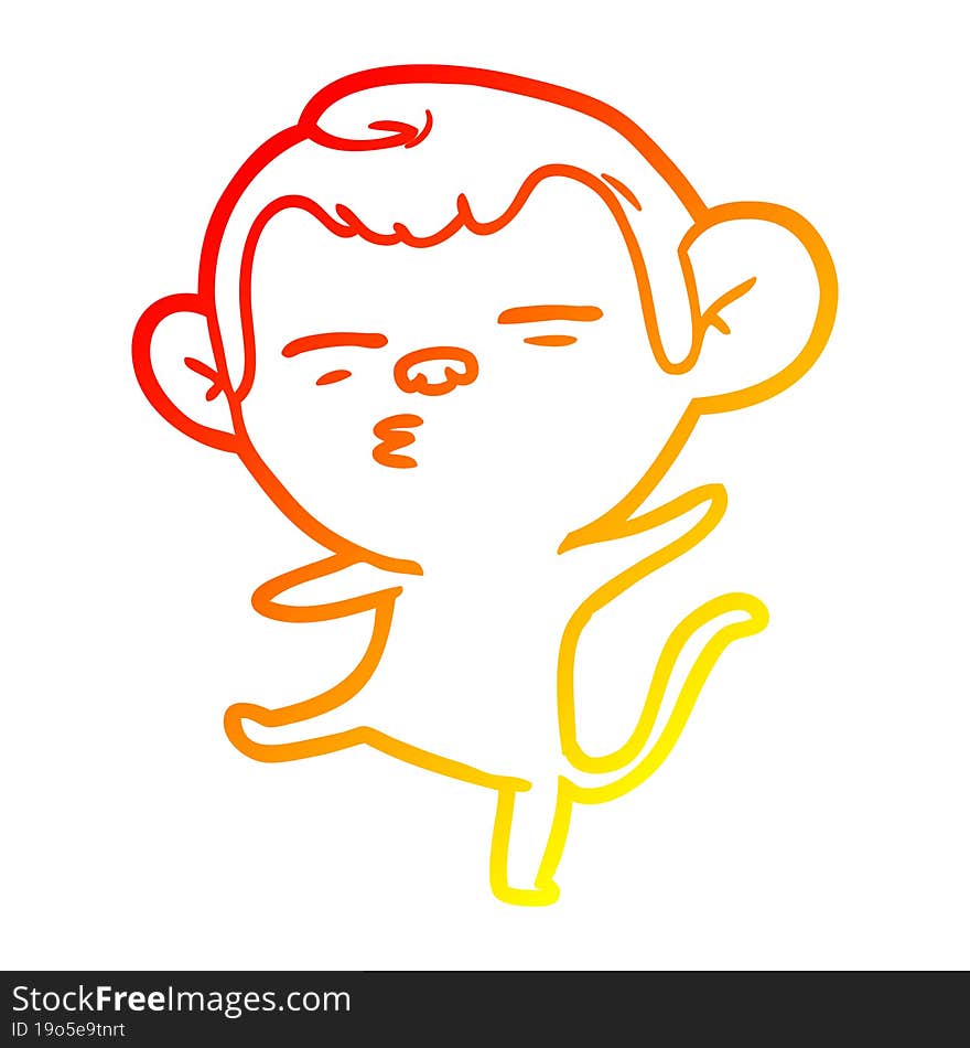 warm gradient line drawing cartoon suspicious monkey