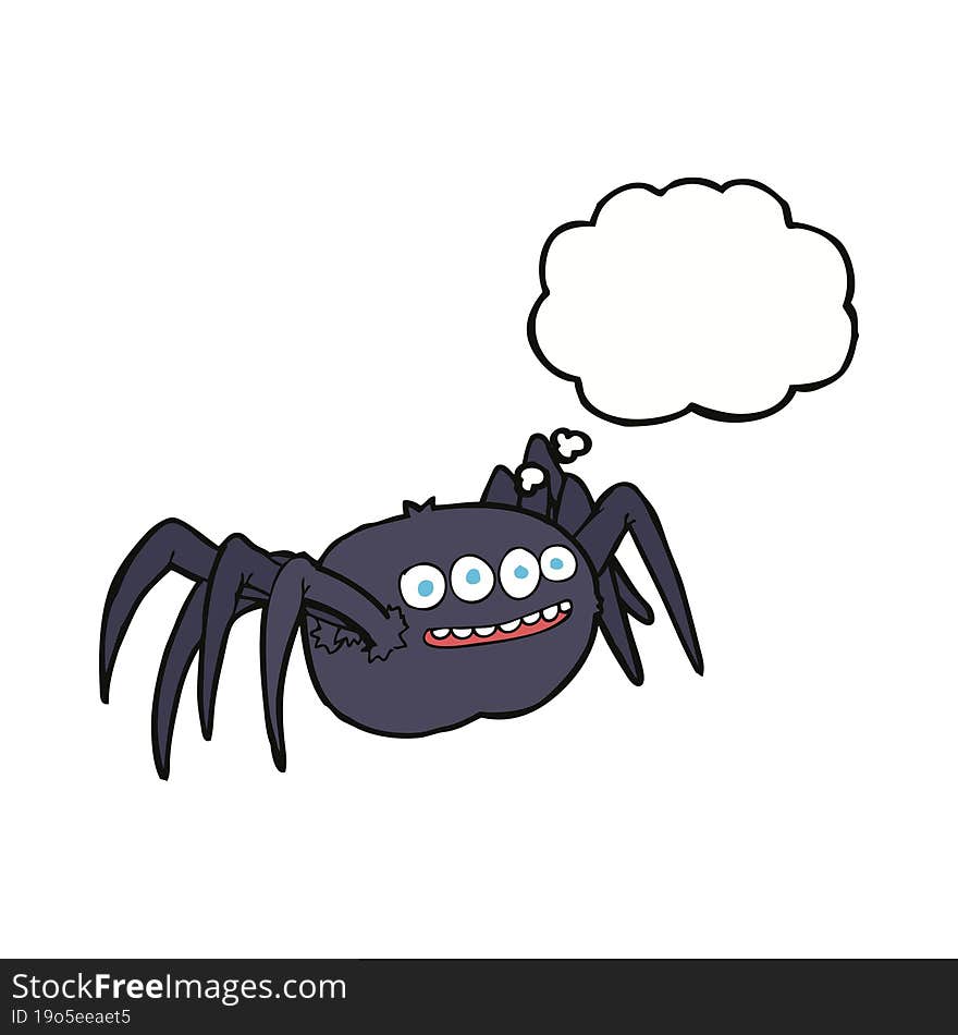 Cartoon Spooky Spider With Thought Bubble