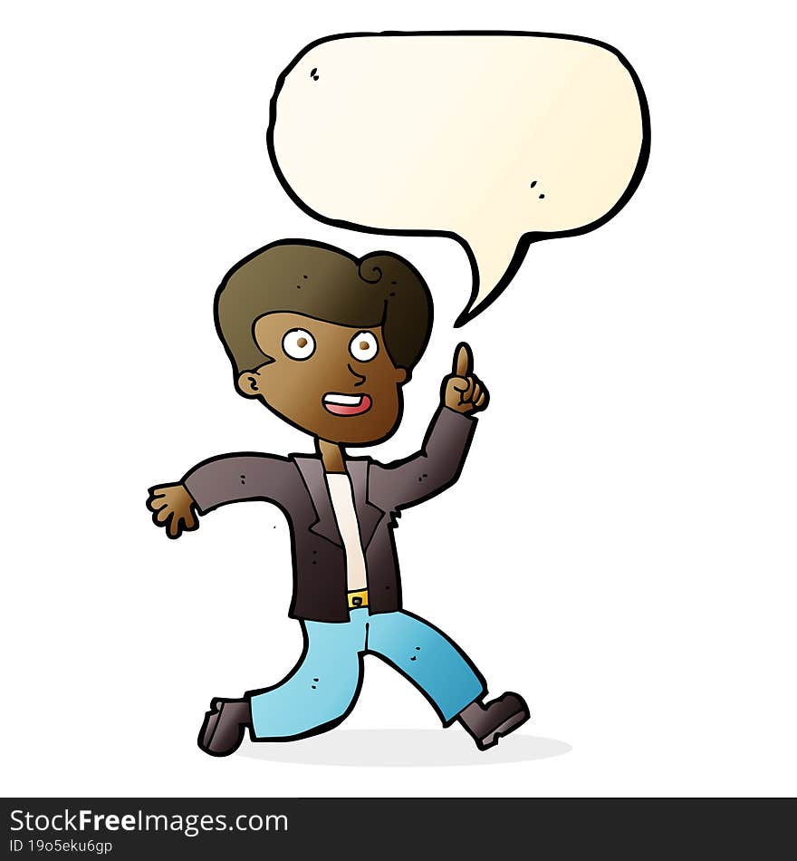 cartoon man with great idea with speech bubble