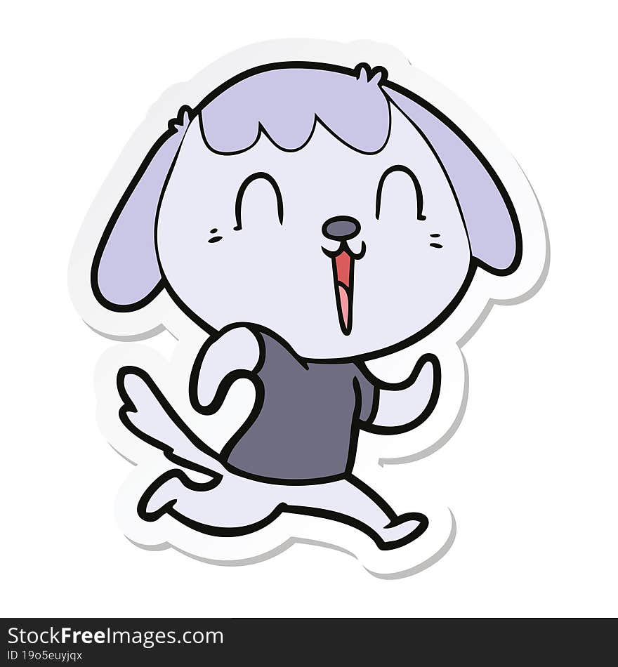 Sticker Of A Cute Cartoon Dog