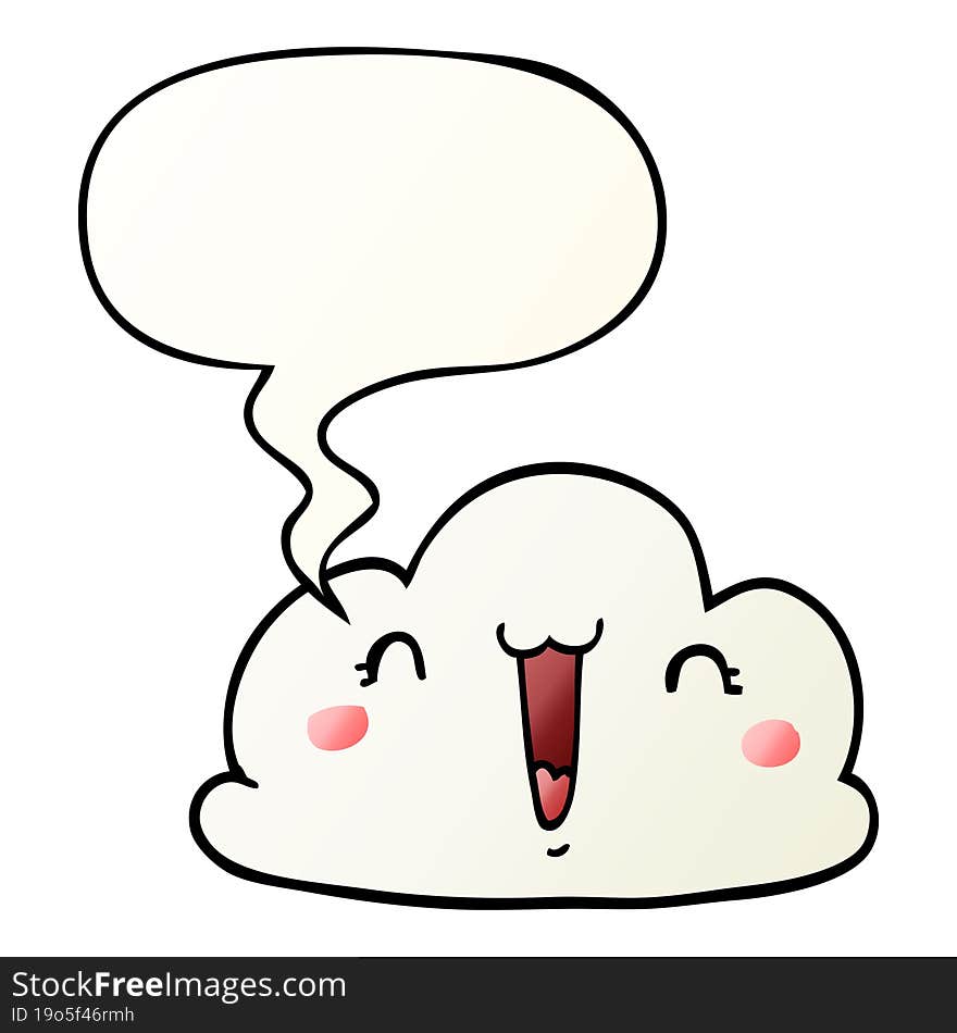 cartoon cloud and speech bubble in smooth gradient style