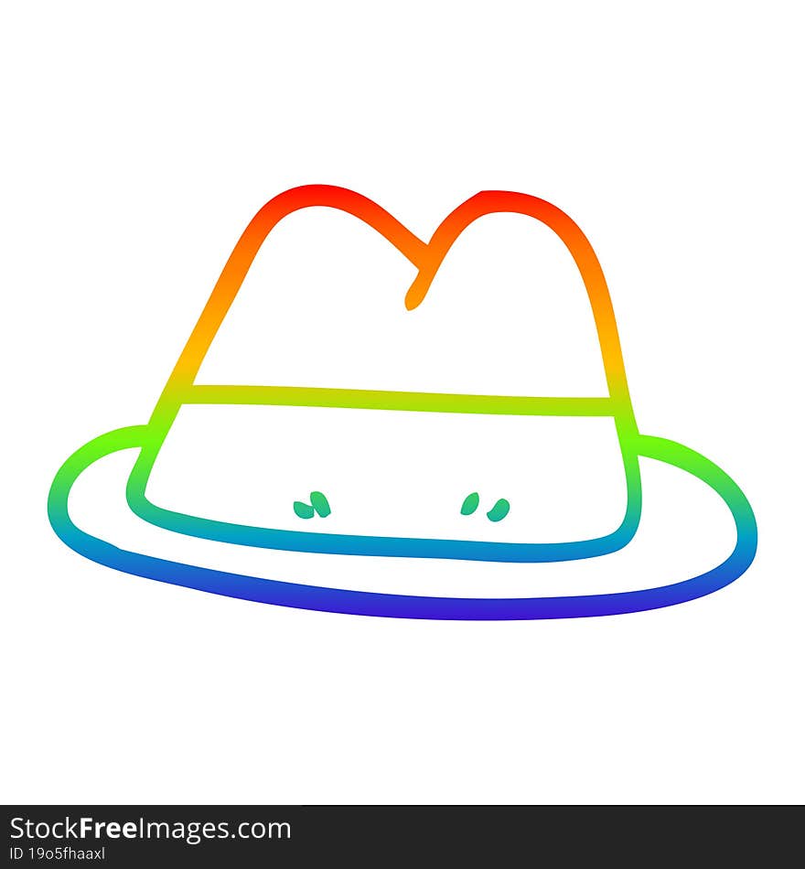 rainbow gradient line drawing cartoon hat