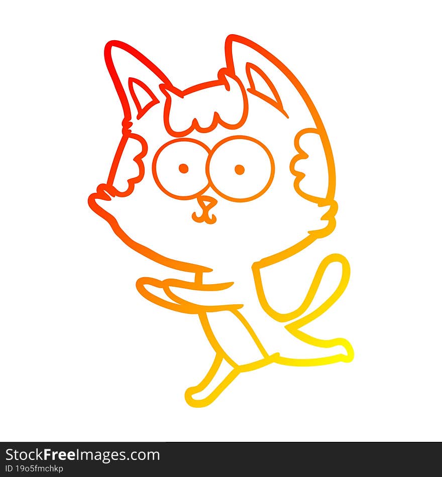 warm gradient line drawing happy cartoon cat