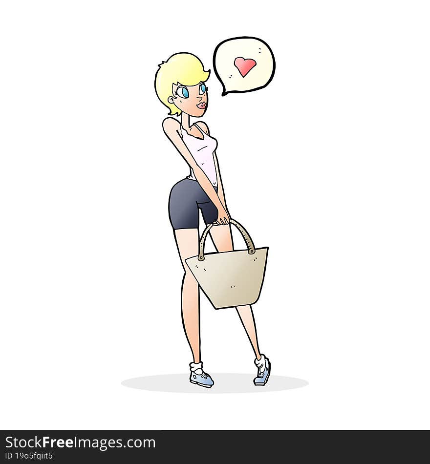 cartoon woman loving shopping