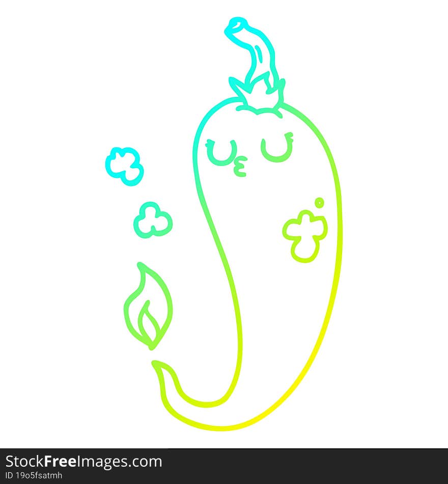 Cold Gradient Line Drawing Cartoon Hot Chili Pepper