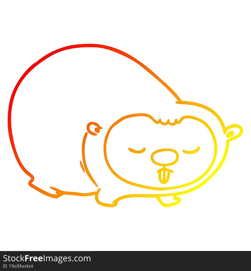 warm gradient line drawing cartoon wombat