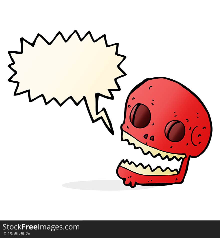 cartoon spooky skull with speech bubble