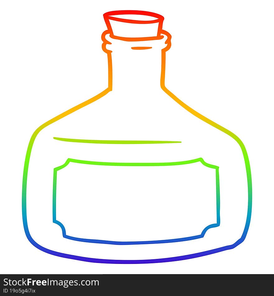 Rainbow Gradient Line Drawing Old Bottle Cartoon