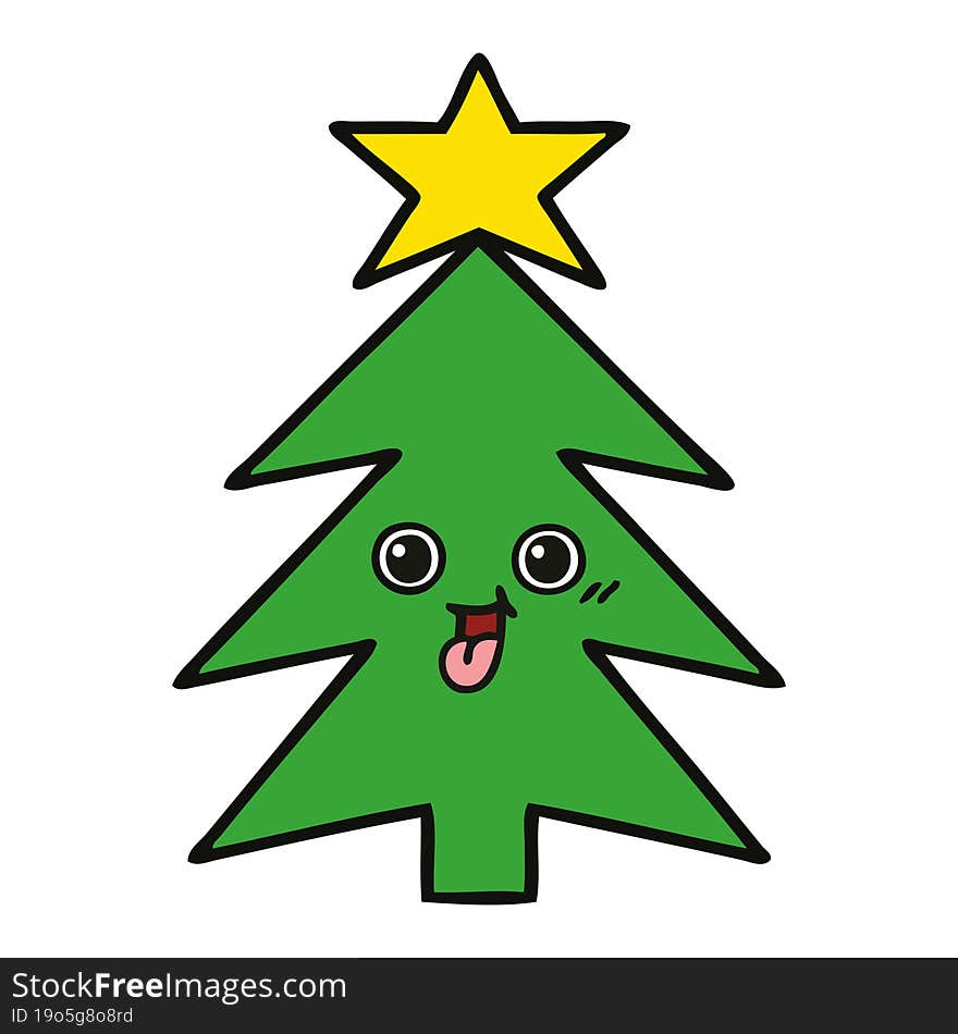 cute cartoon of a christmas tree. cute cartoon of a christmas tree