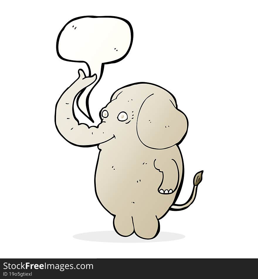 cartoon funny elephant with speech bubble