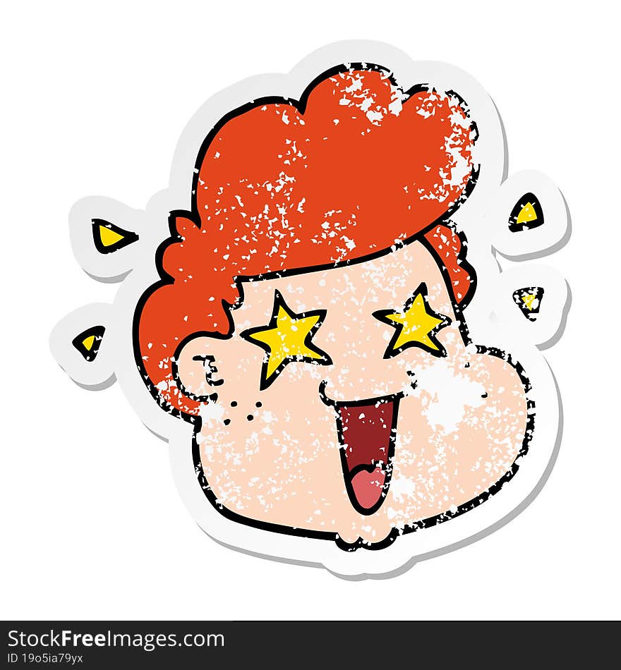 Distressed Sticker Of A Cartoon Boy S Face