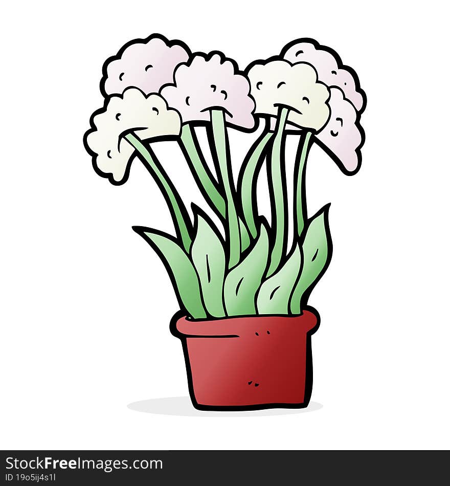 cartoon flowers in pot