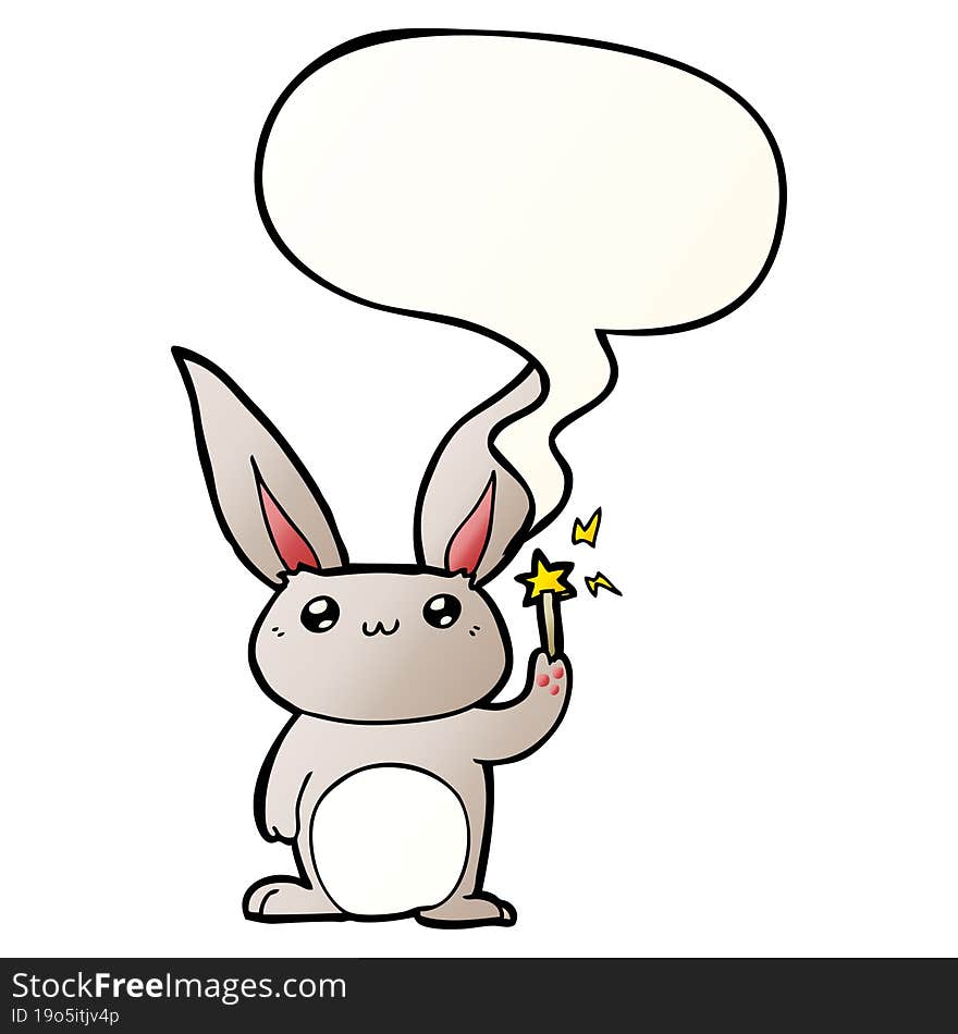 cute cartoon rabbit with speech bubble in smooth gradient style