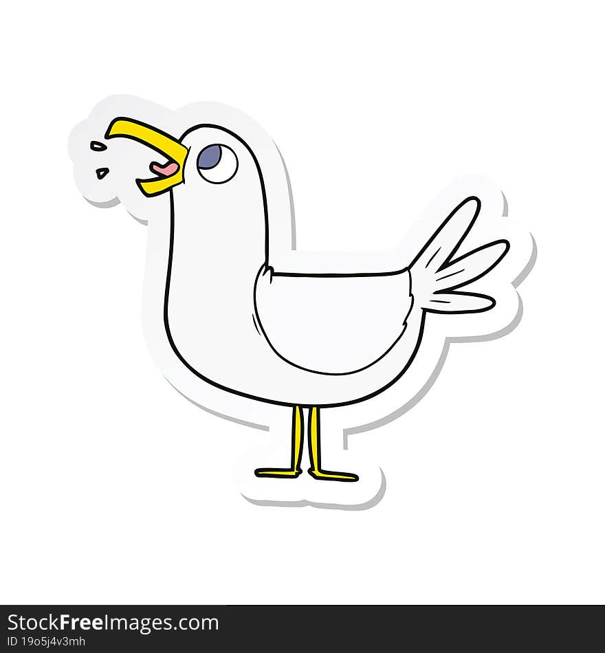 Sticker Of A Cartoon Seagull