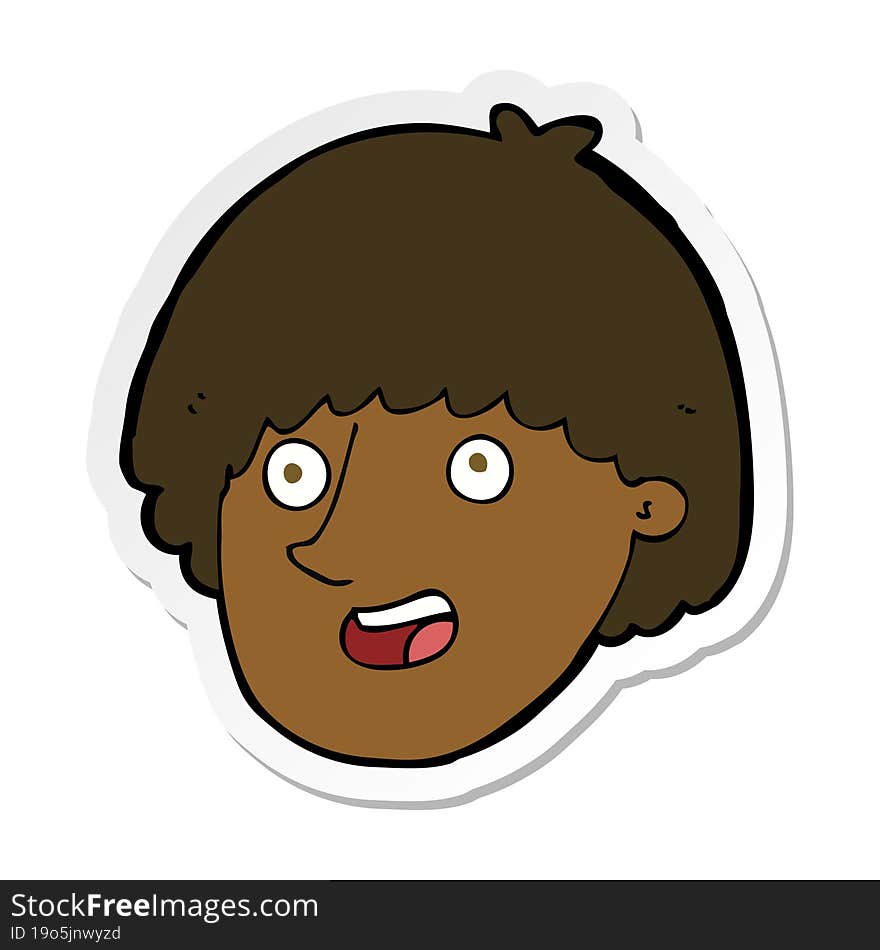 Sticker Of A Cartoon Happy Male Face