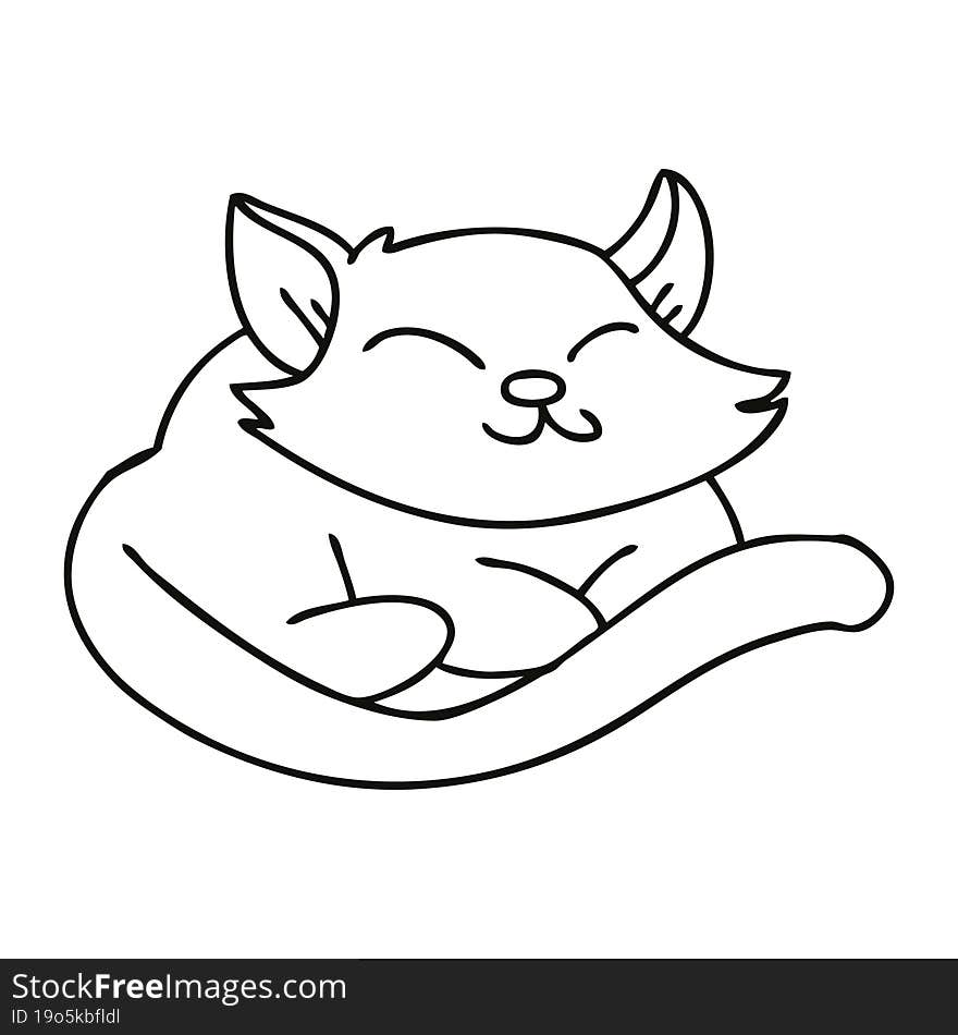 Quirky Line Drawing Cartoon Cat