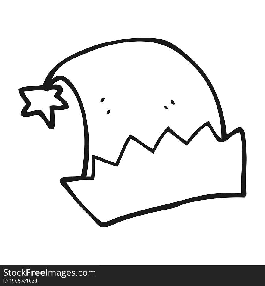 black and white cartoon santa hat