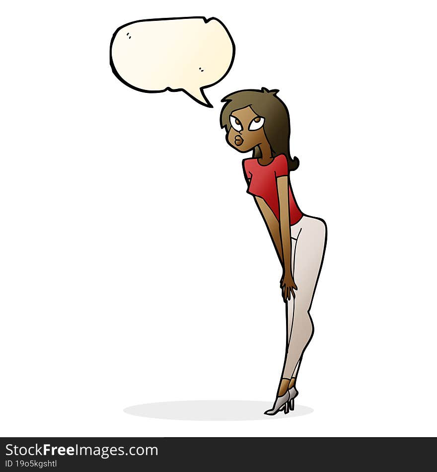 cartoon attractive girl with speech bubble