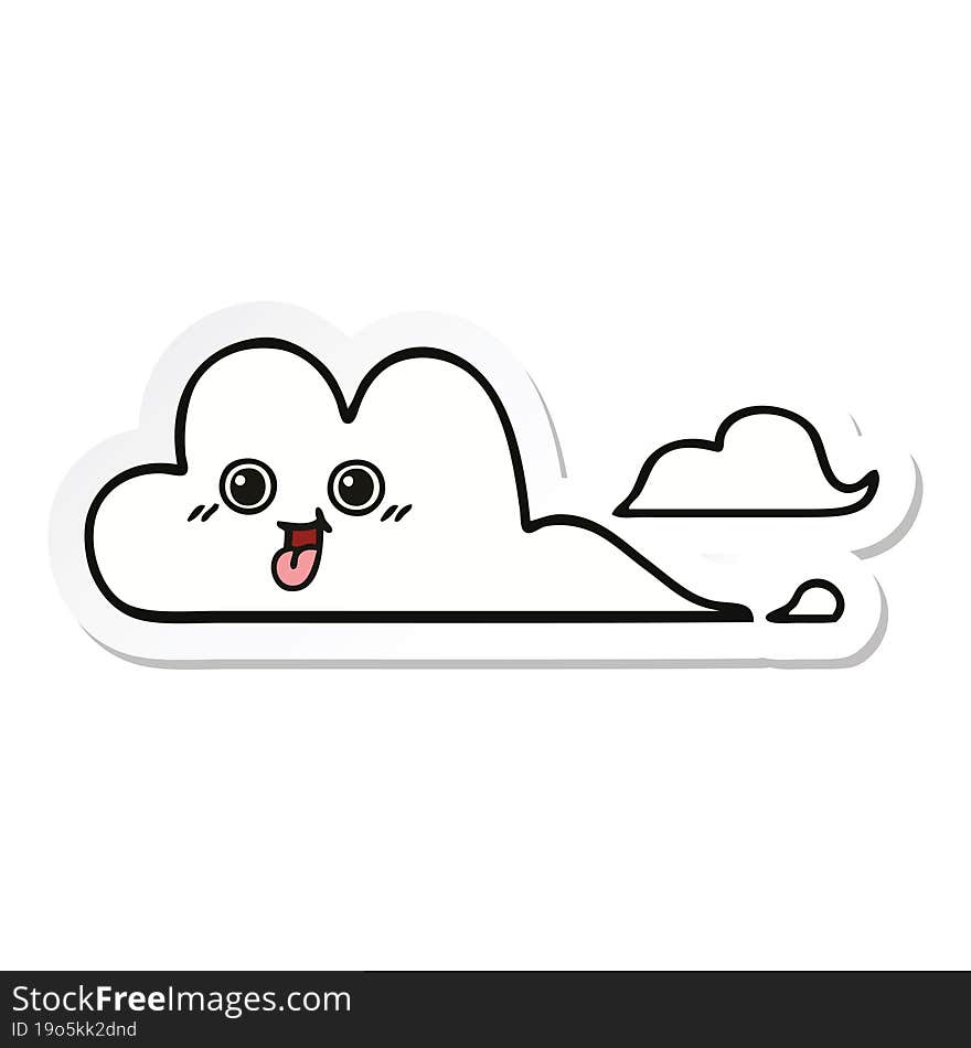 sticker of a cute cartoon clouds