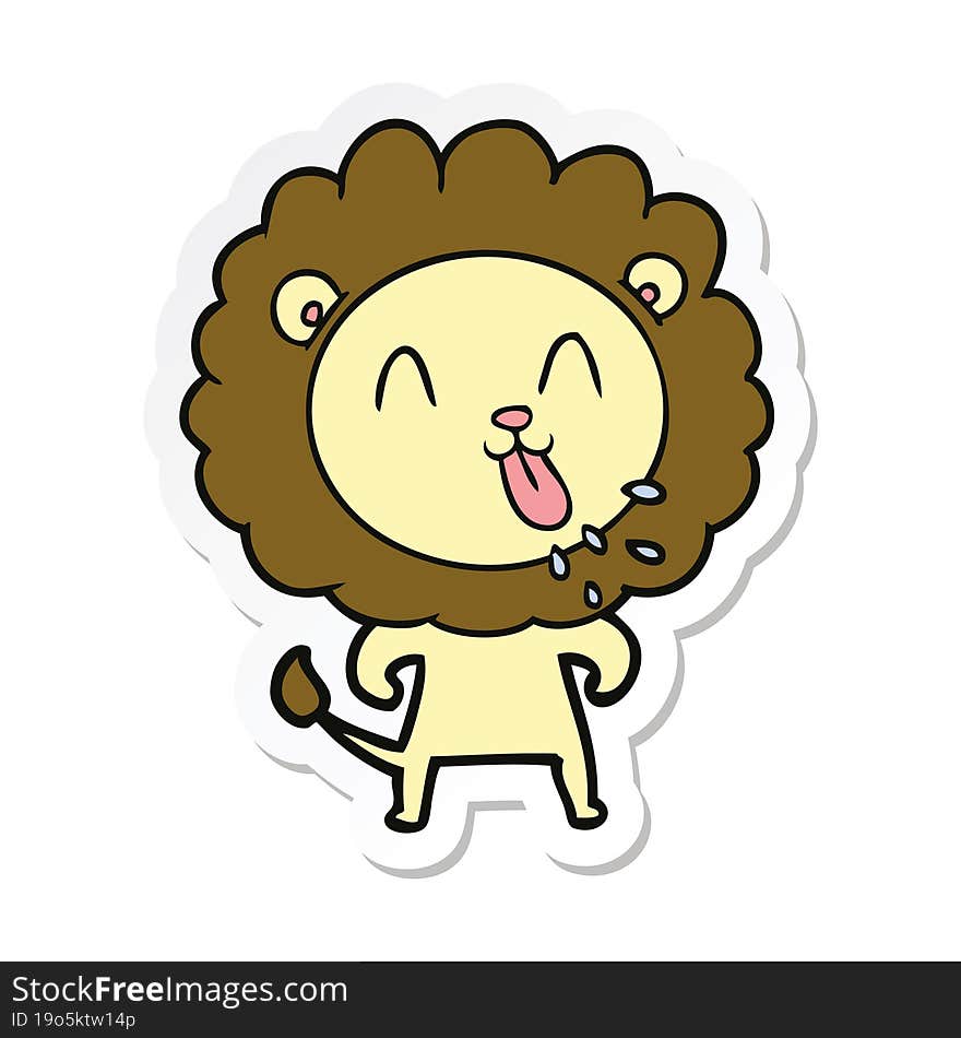 sticker of a happy cartoon lion