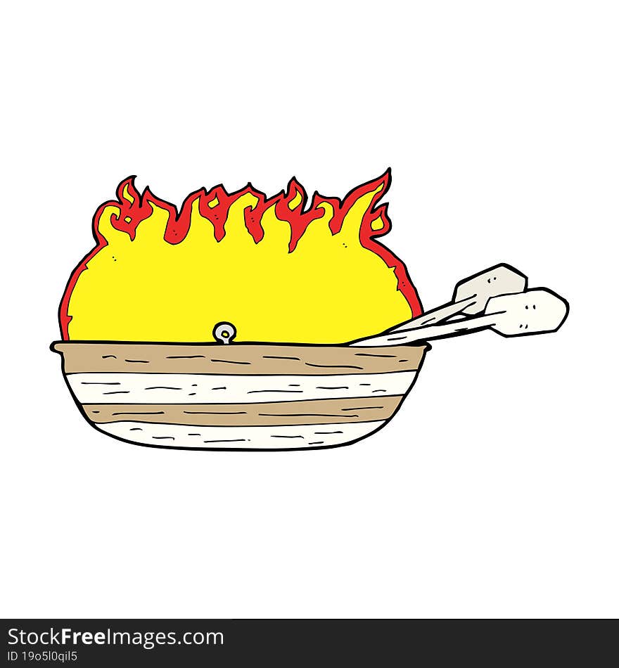 cartoon burning boat