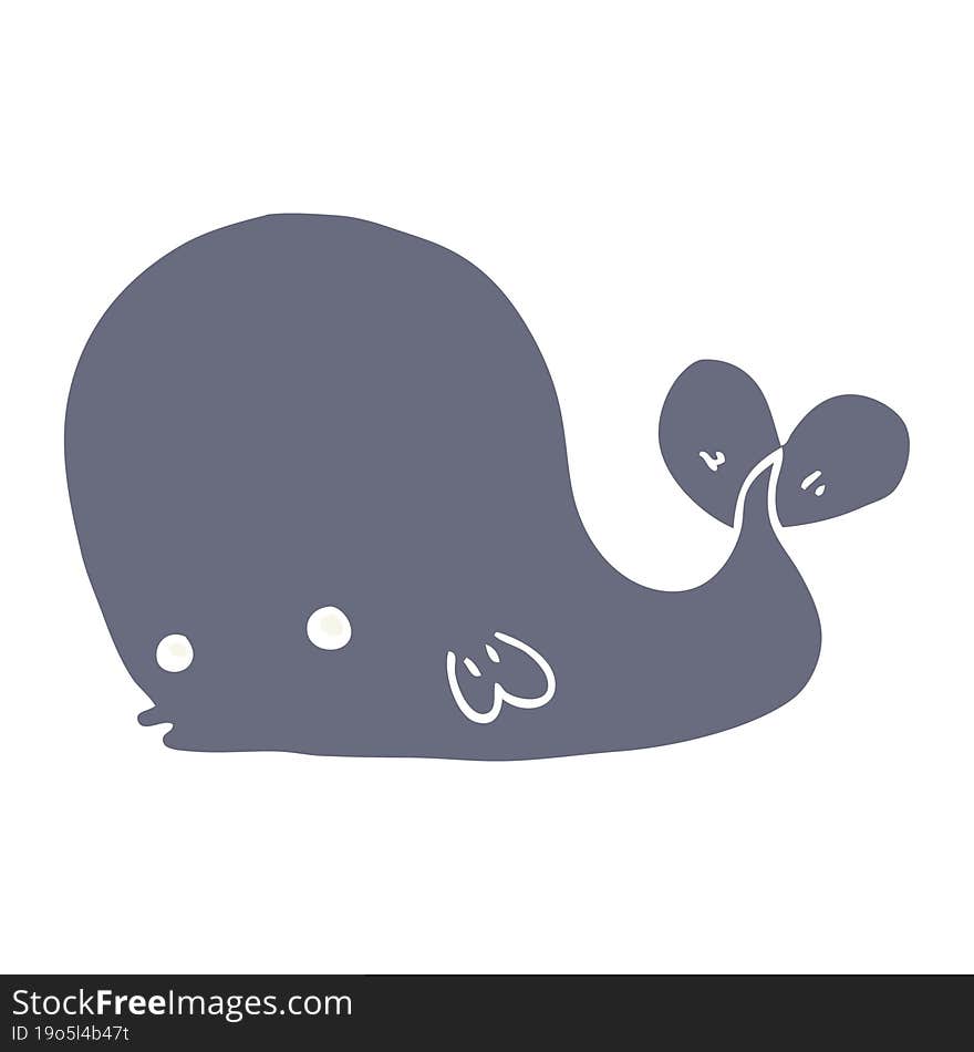 Flat Color Style Cartoon Whale