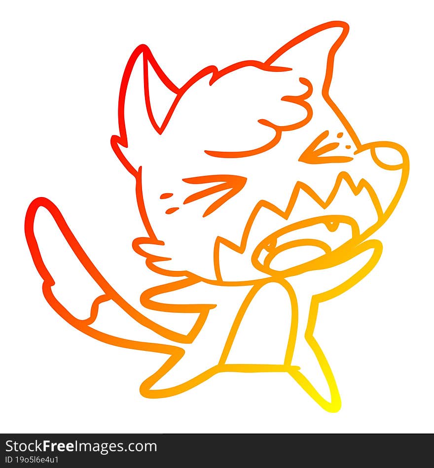 warm gradient line drawing angry cartoon fox