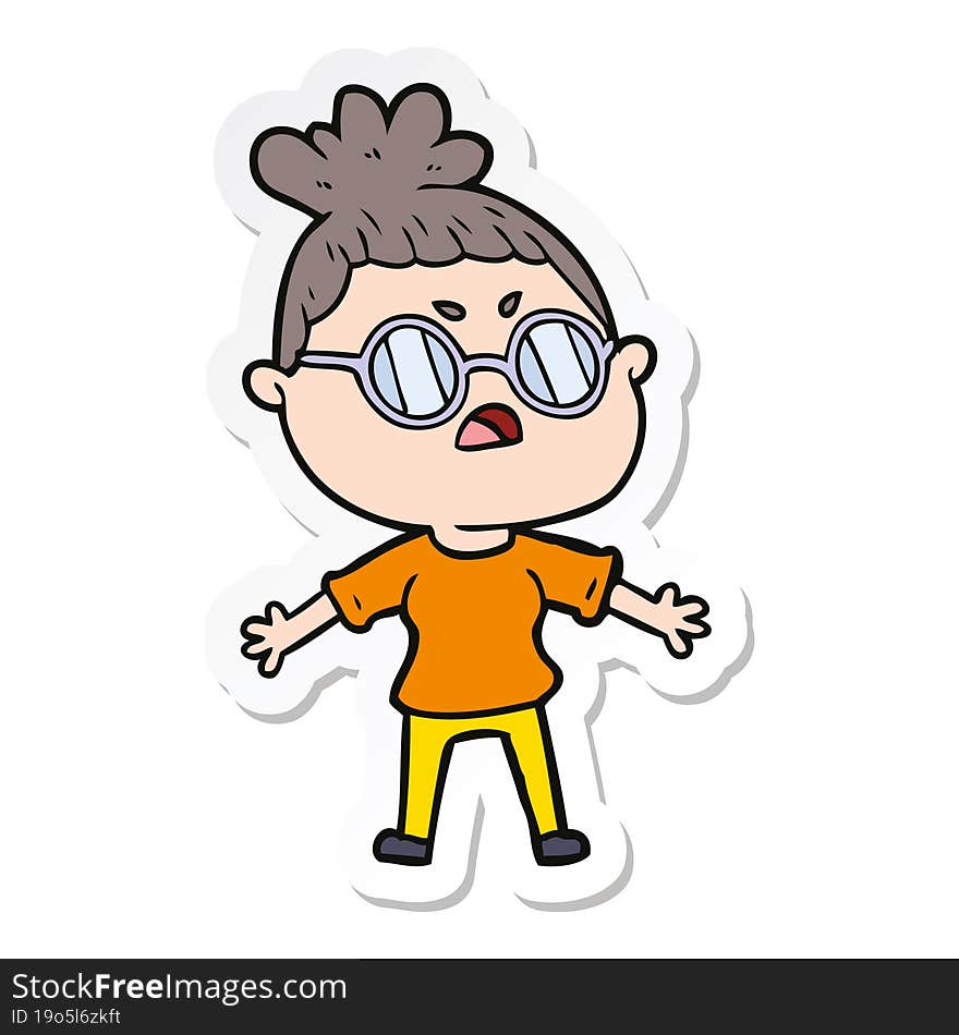 sticker of a cartoon annoyed woman