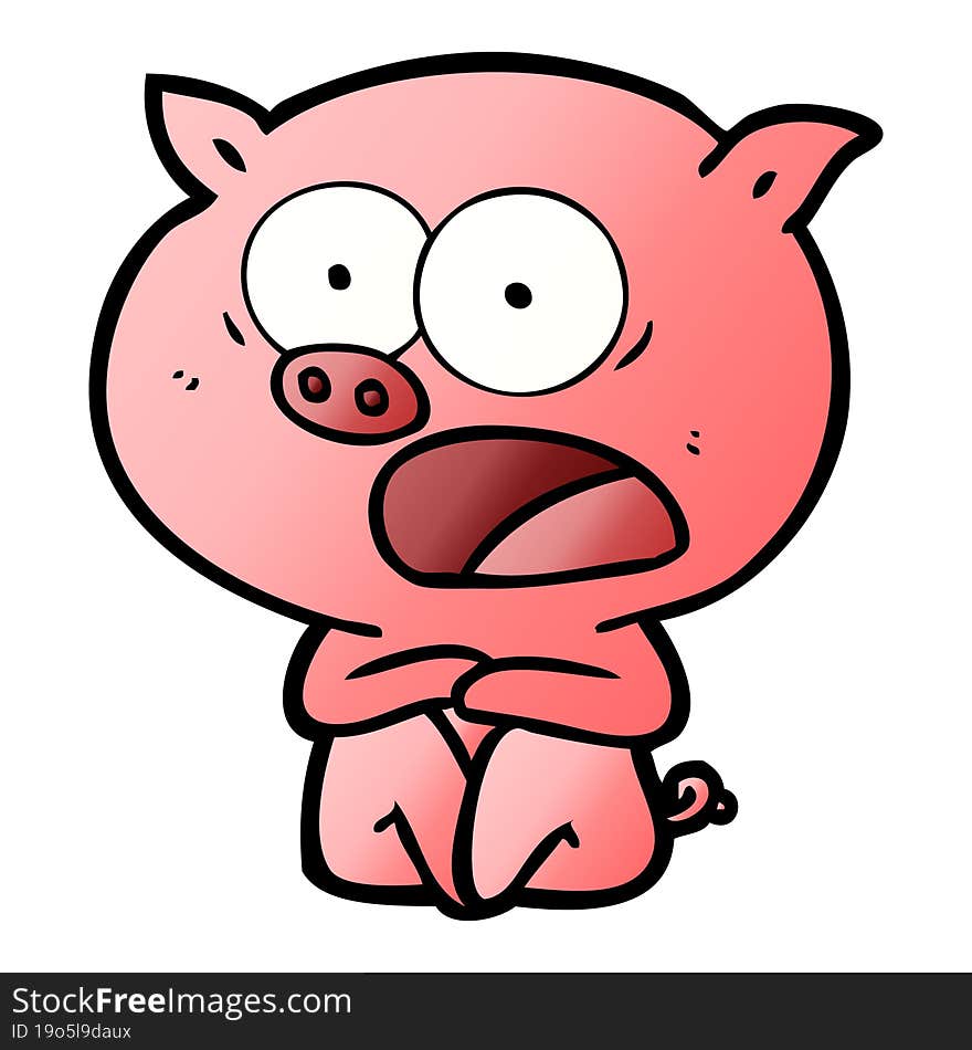 shocked cartoon pig sitting down. shocked cartoon pig sitting down