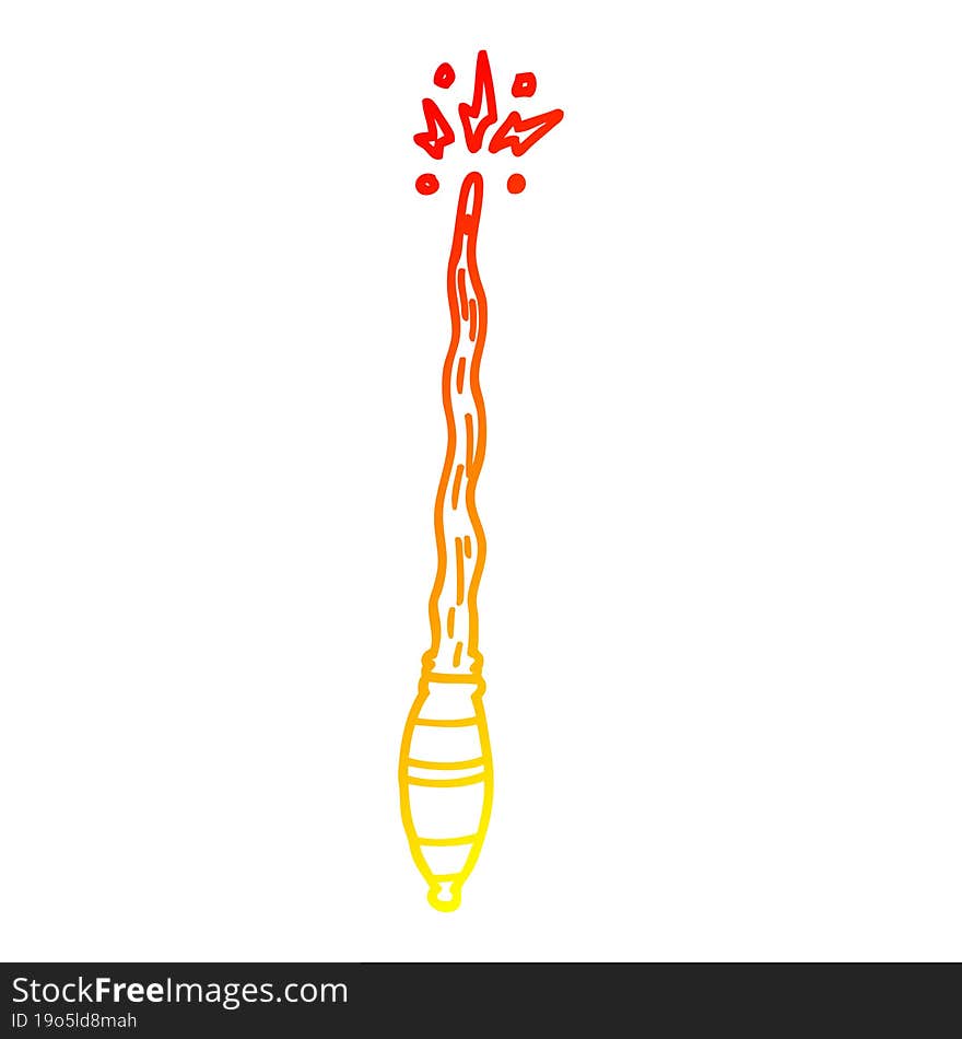 warm gradient line drawing of a cartoon magic wand