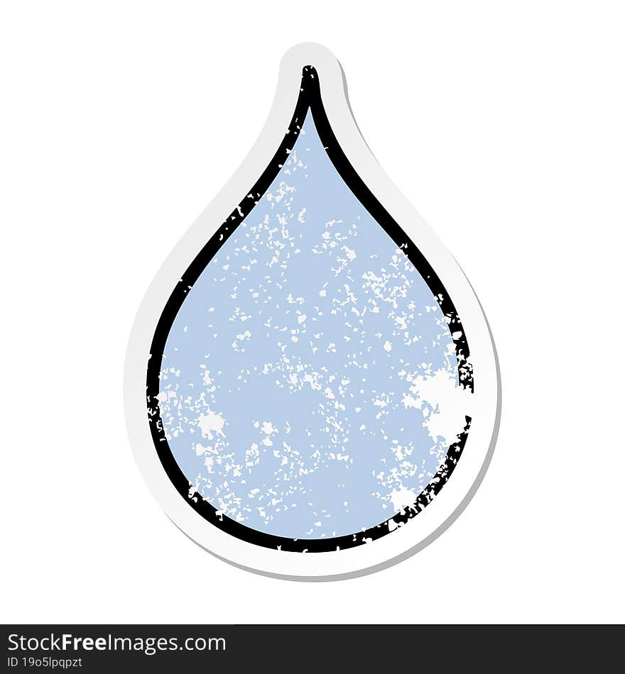 Distressed Sticker Of A Quirky Hand Drawn Cartoon Rain Drop