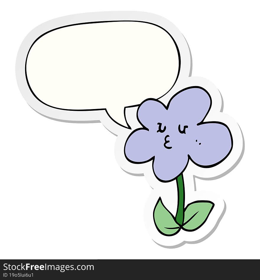 cartoon flower and speech bubble sticker