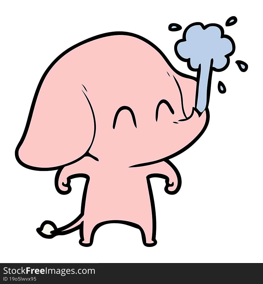 cute cartoon elephant spouting water. cute cartoon elephant spouting water