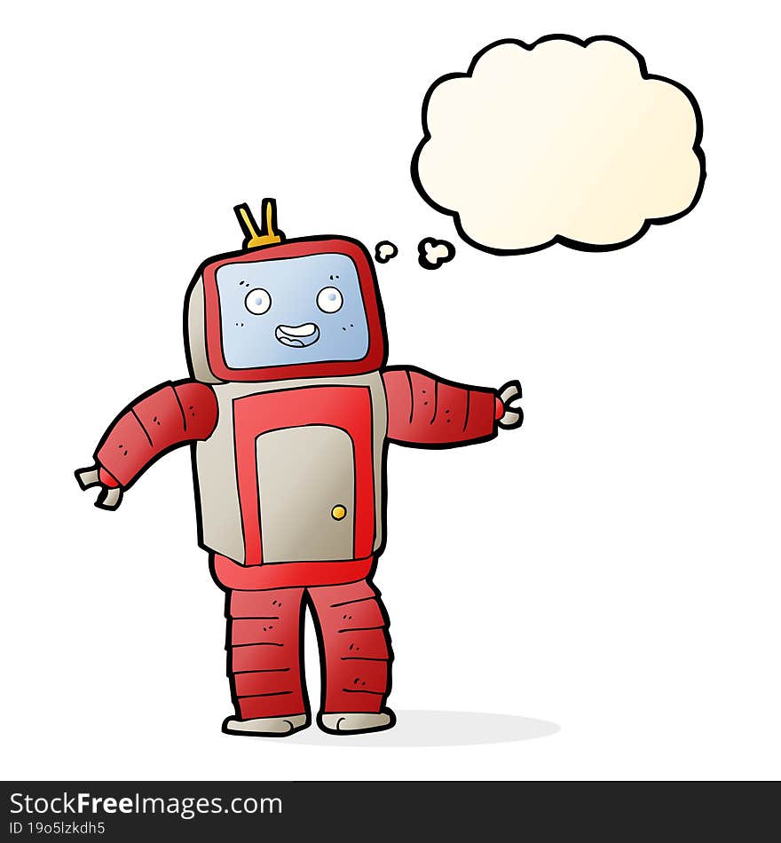 cartoon robot with thought bubble