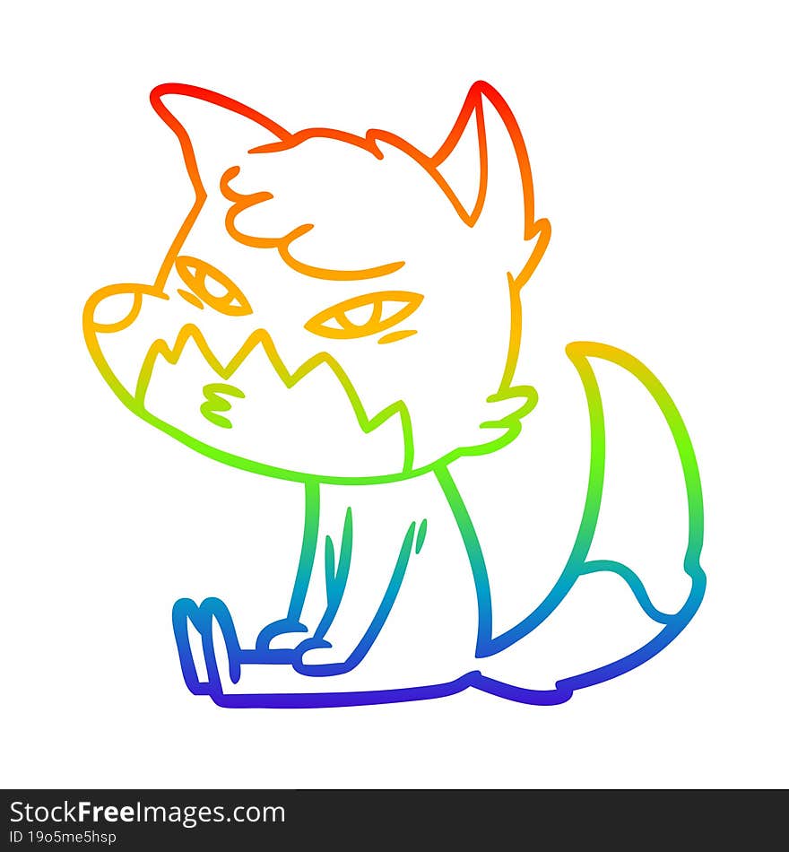 rainbow gradient line drawing clever cartoon fox