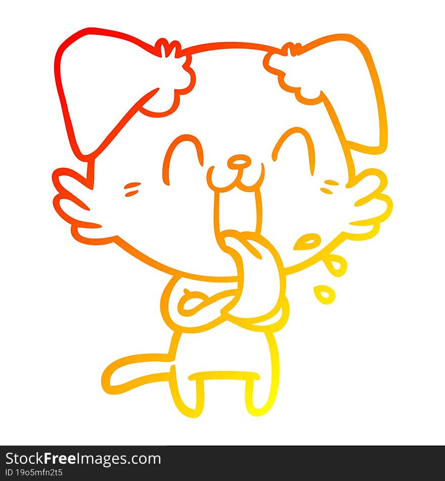 warm gradient line drawing cartoon panting dog