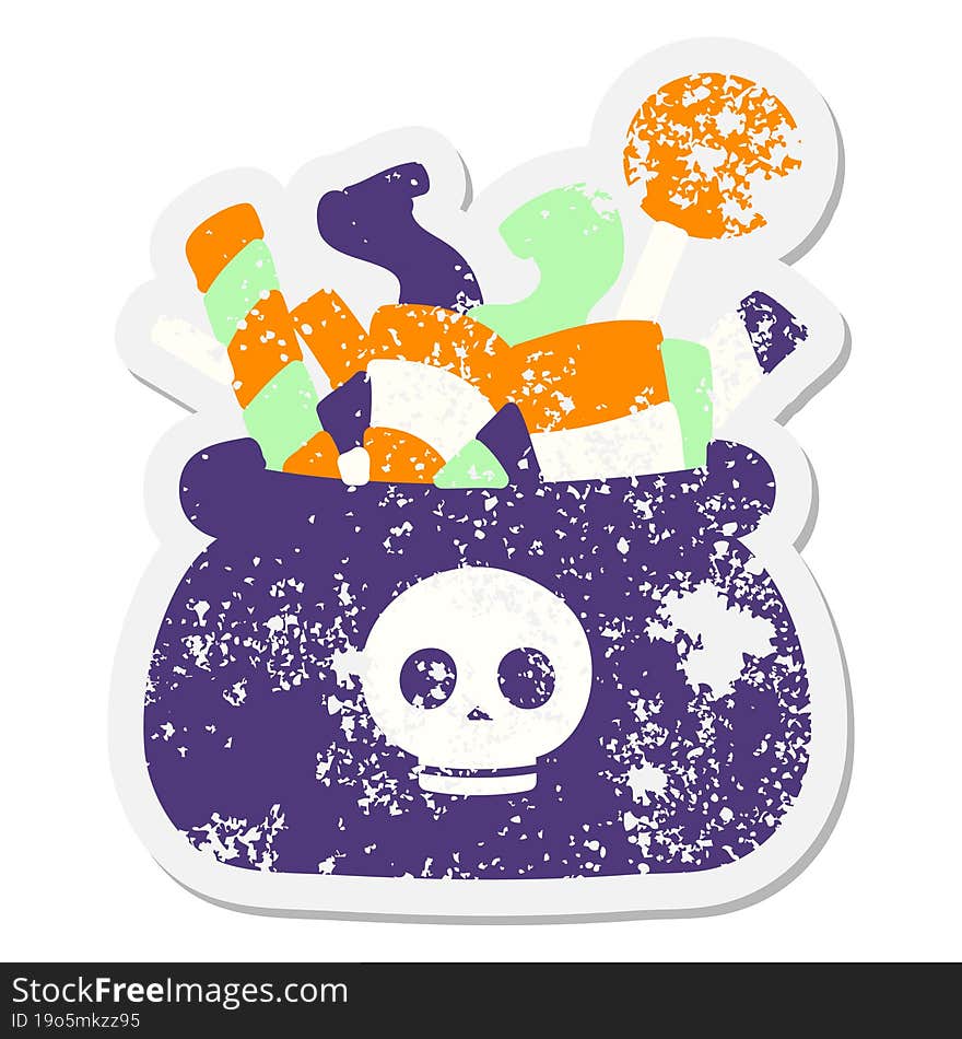 Bag Of Halloween Candy Grunge Sticker