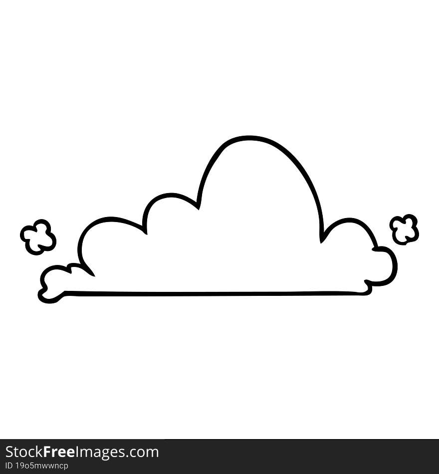 Line Drawing Doodle Of A White Cloud