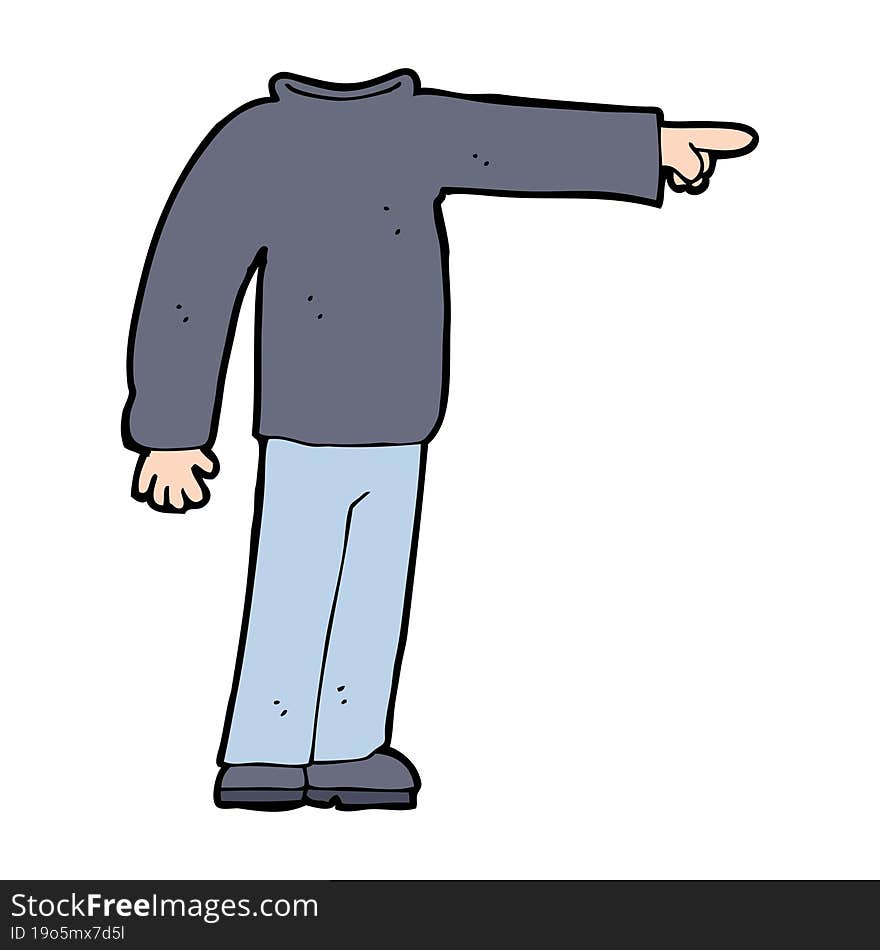 cartoon headless man pointing