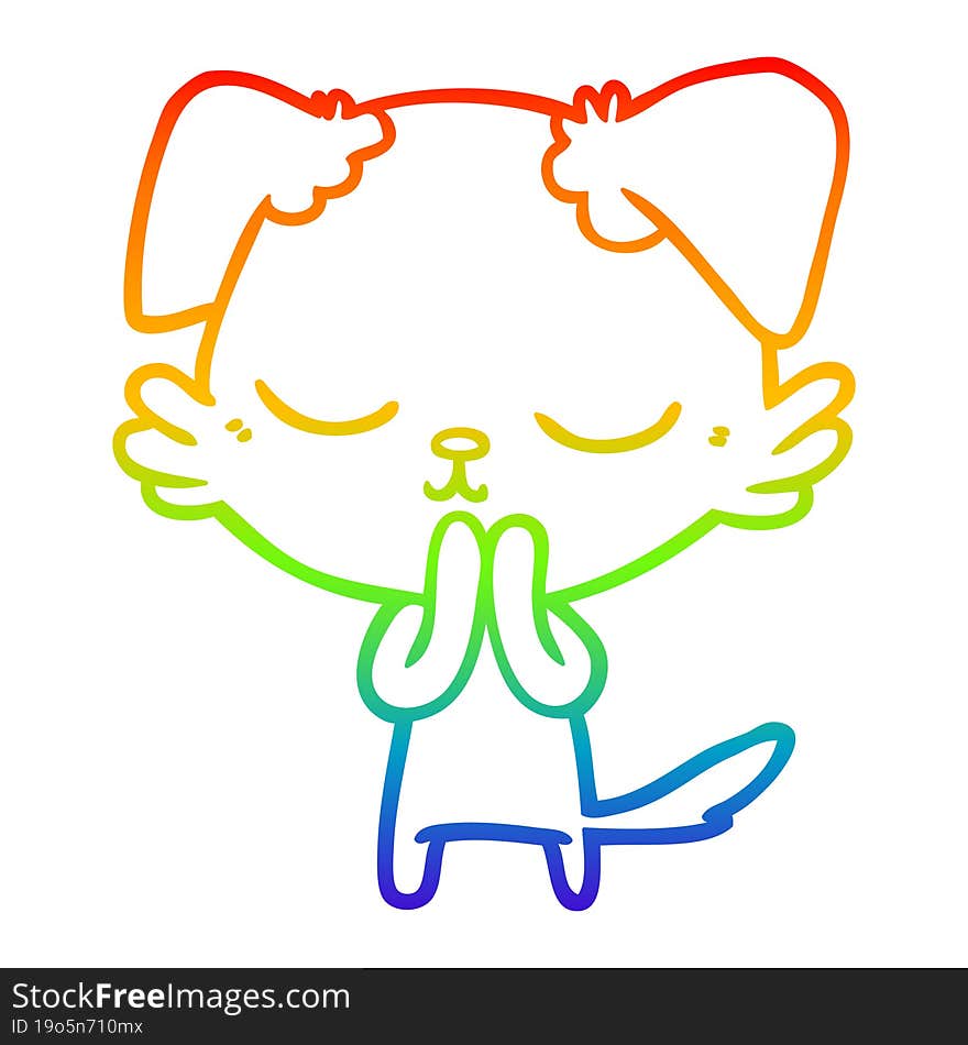 rainbow gradient line drawing cute cartoon dog