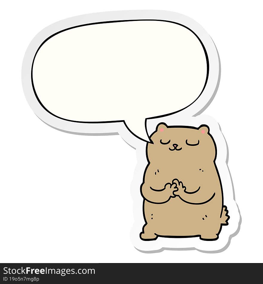 cartoon bear and speech bubble sticker