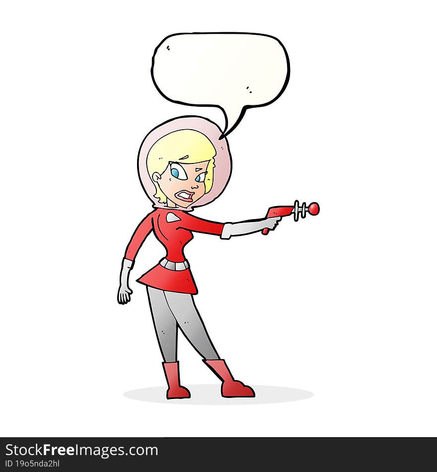 Cartoon Sci Fi Girl With Speech Bubble