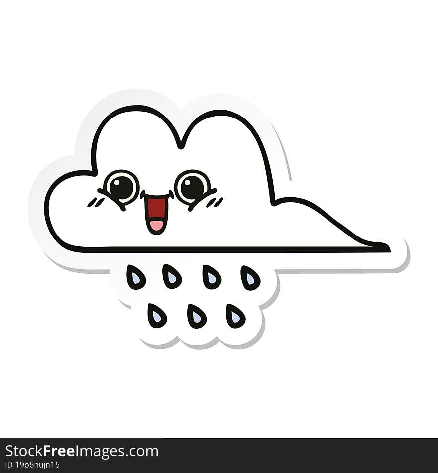 Sticker Of A Cute Cartoon Rain Cloud