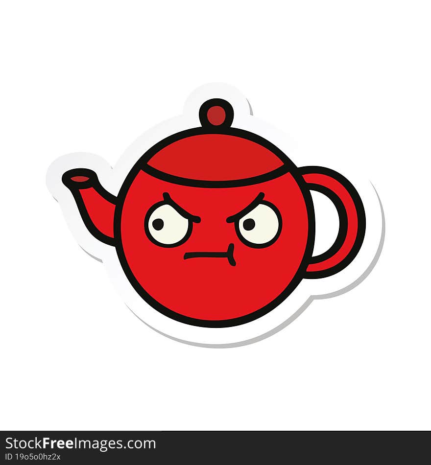 sticker of a cute cartoon teapot