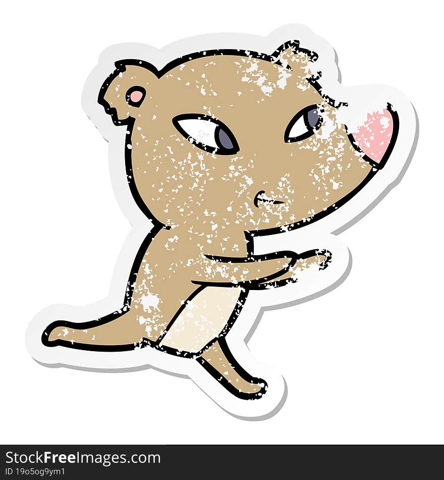 distressed sticker of a cute cartoon bear