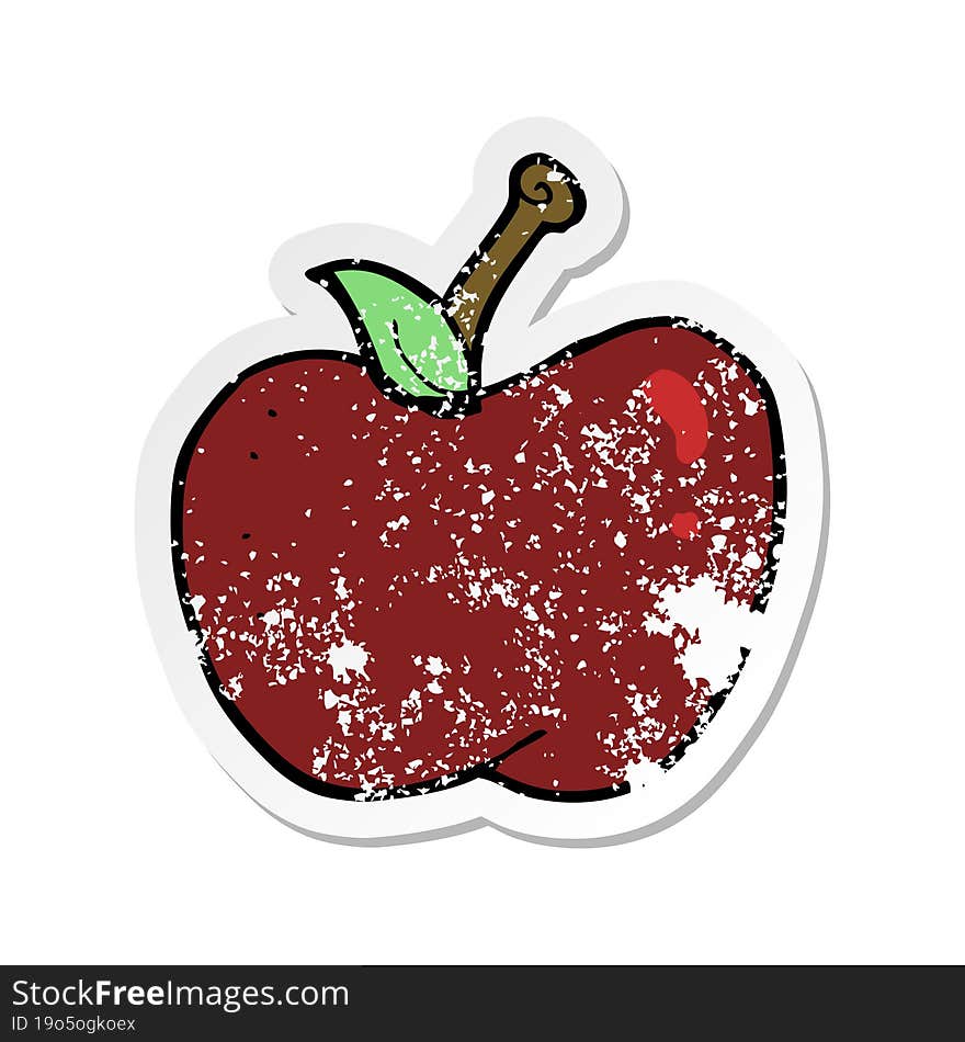 retro distressed sticker of a cartoon apple