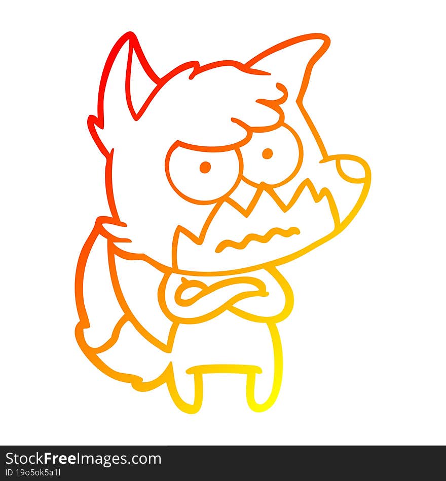 Warm Gradient Line Drawing Cartoon Annoyed Fox